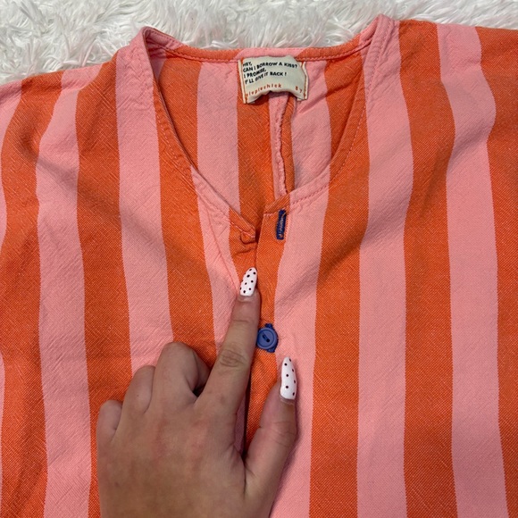 PIUPIUCHICK ORANGE & PINK STRIPES SHORT JUMPSUIT - Picture 5 of 6